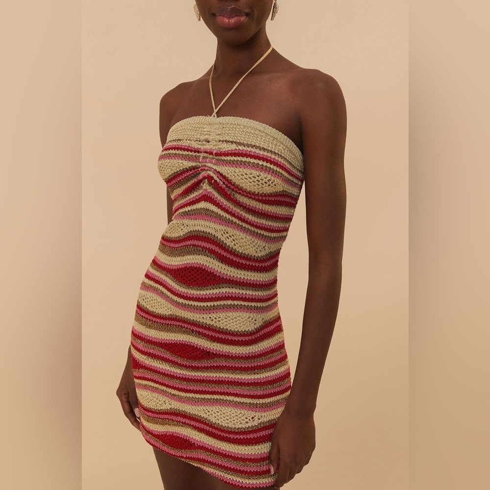 FARM Rio Red and Cream Mini Dress - Picture 2 of 3